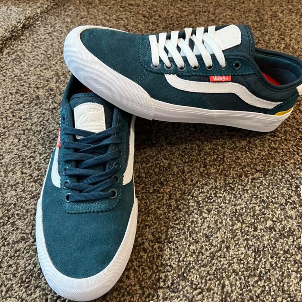 Teal Vans Chima Pro skate shoes